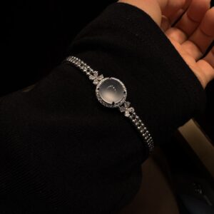 天然緬甸高冰翡翠蛋面時尚手鏈