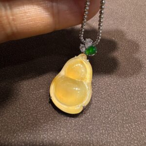 天然緬料高冰黃翡葫蘆設計款吊墜
