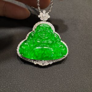 天然緬料起光辣陽綠翡翠佛