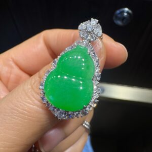 天然緬料甜陽綠葫蘆吊墜