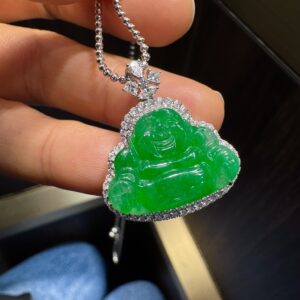 天然緬料辣綠翡翠佛公