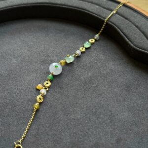 天然緬料冰種翡翠多巴胺糖果色時尚手鏈