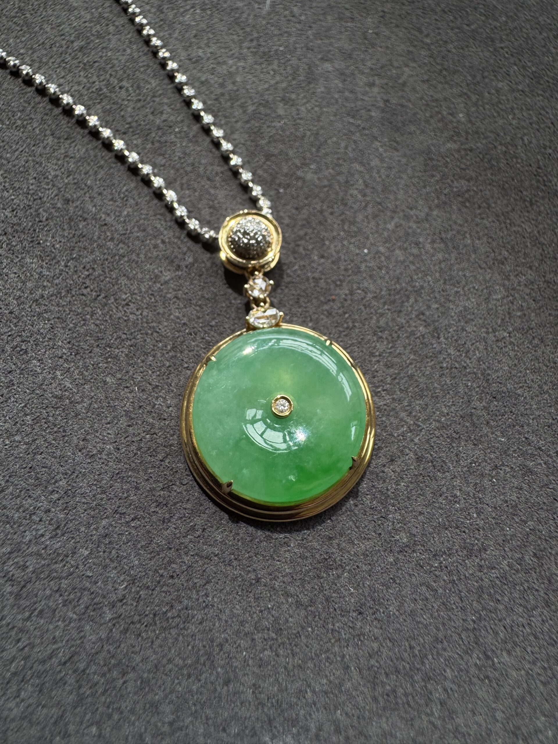 天然緬料冰糯種翡翠陽綠平安扣飾品