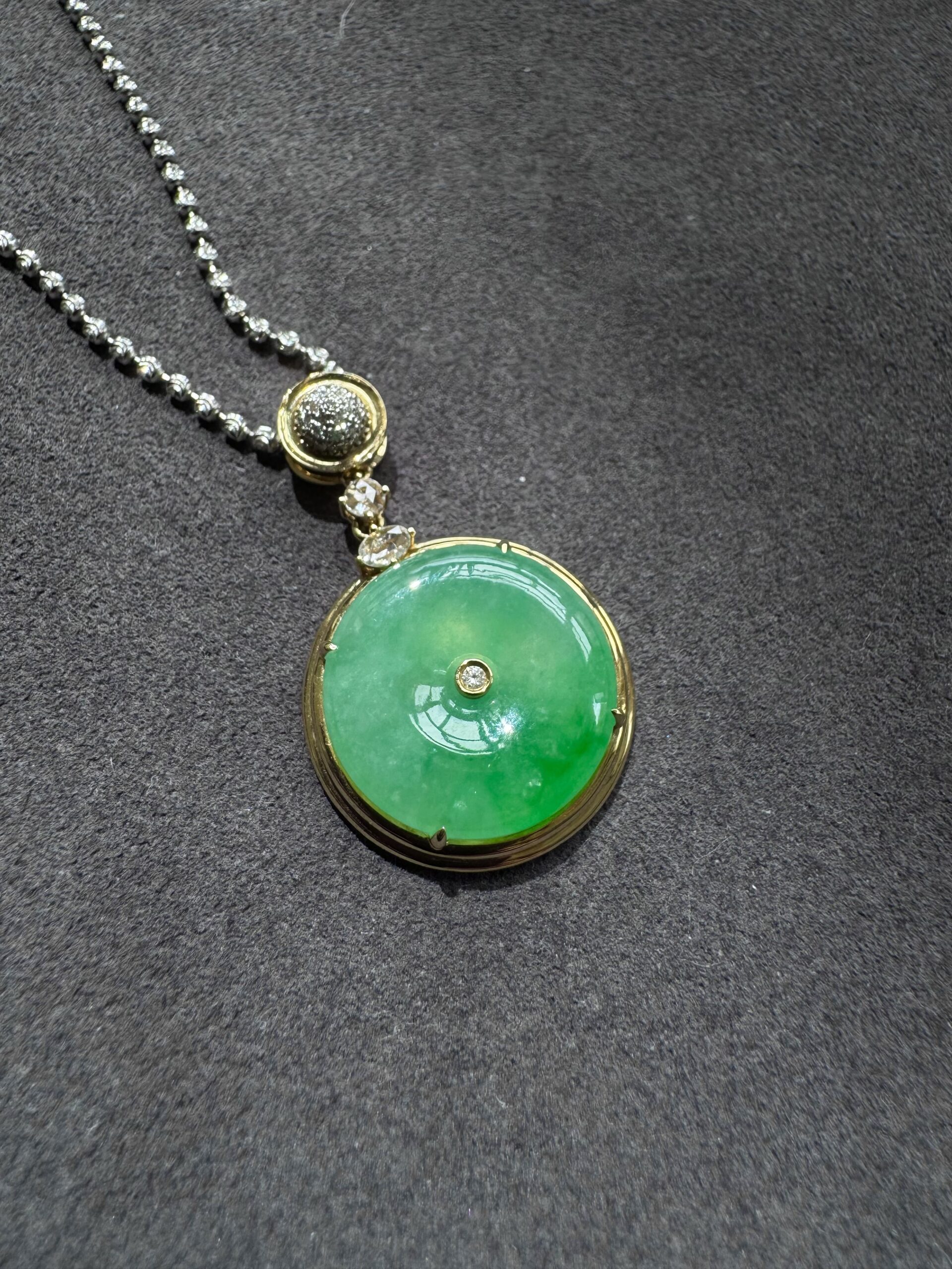 天然緬料冰糯種翡翠陽綠平安扣飾品 - 图片 5