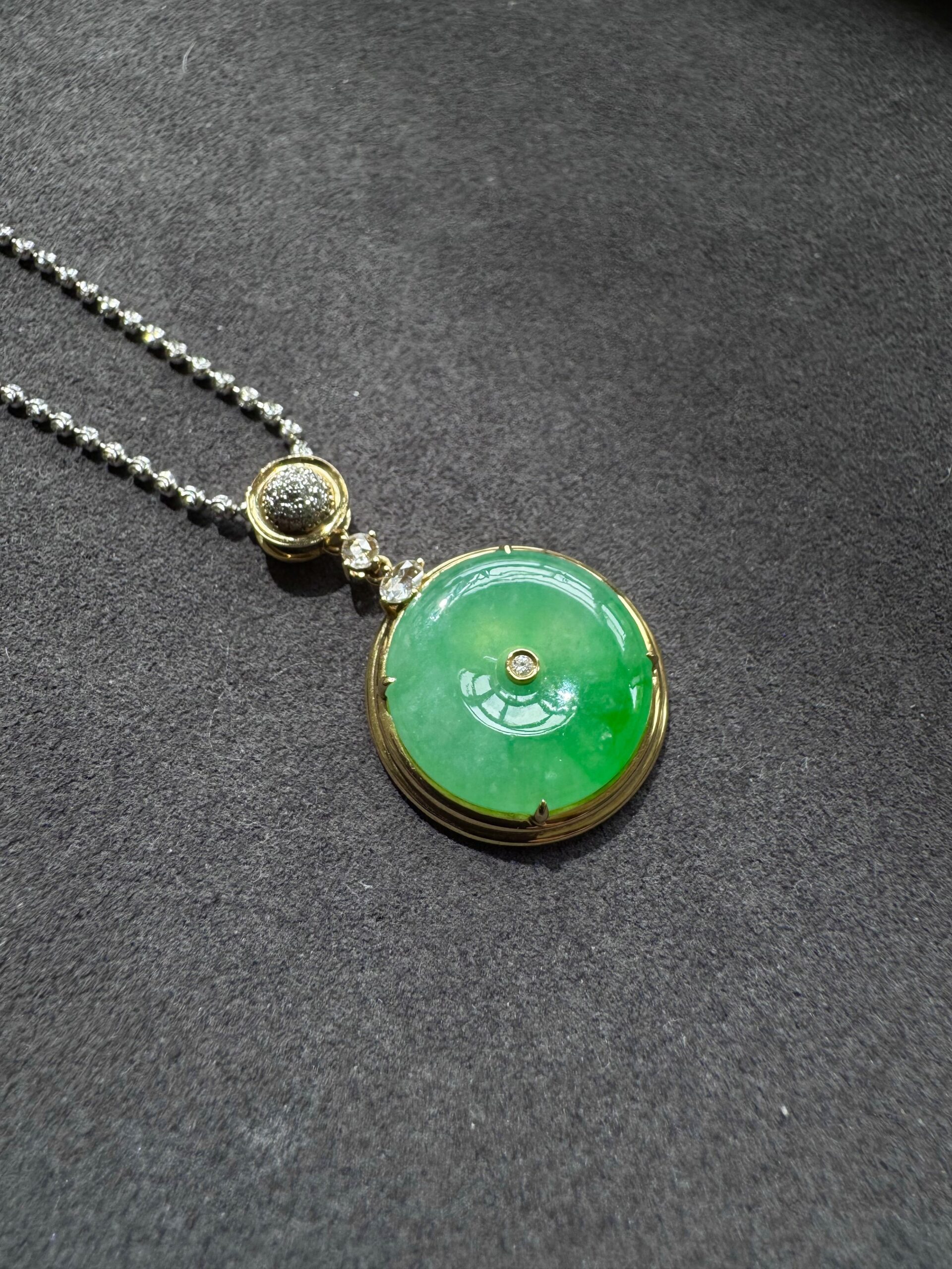 天然緬料冰糯種翡翠陽綠平安扣飾品 - 图片 3