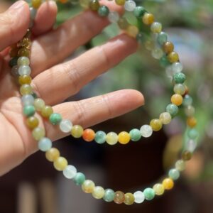 天然緬料冰糯種翡翠多寶珠串項鏈