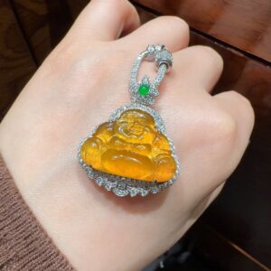 天然緬料高冰黃翡翡翠佛公