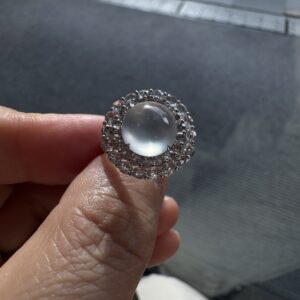 天然緬料玻璃種翡翠蛋面戒指