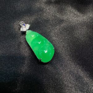 天然緬料老坑冰糯種陽綠翡翠四季福豆掛墜