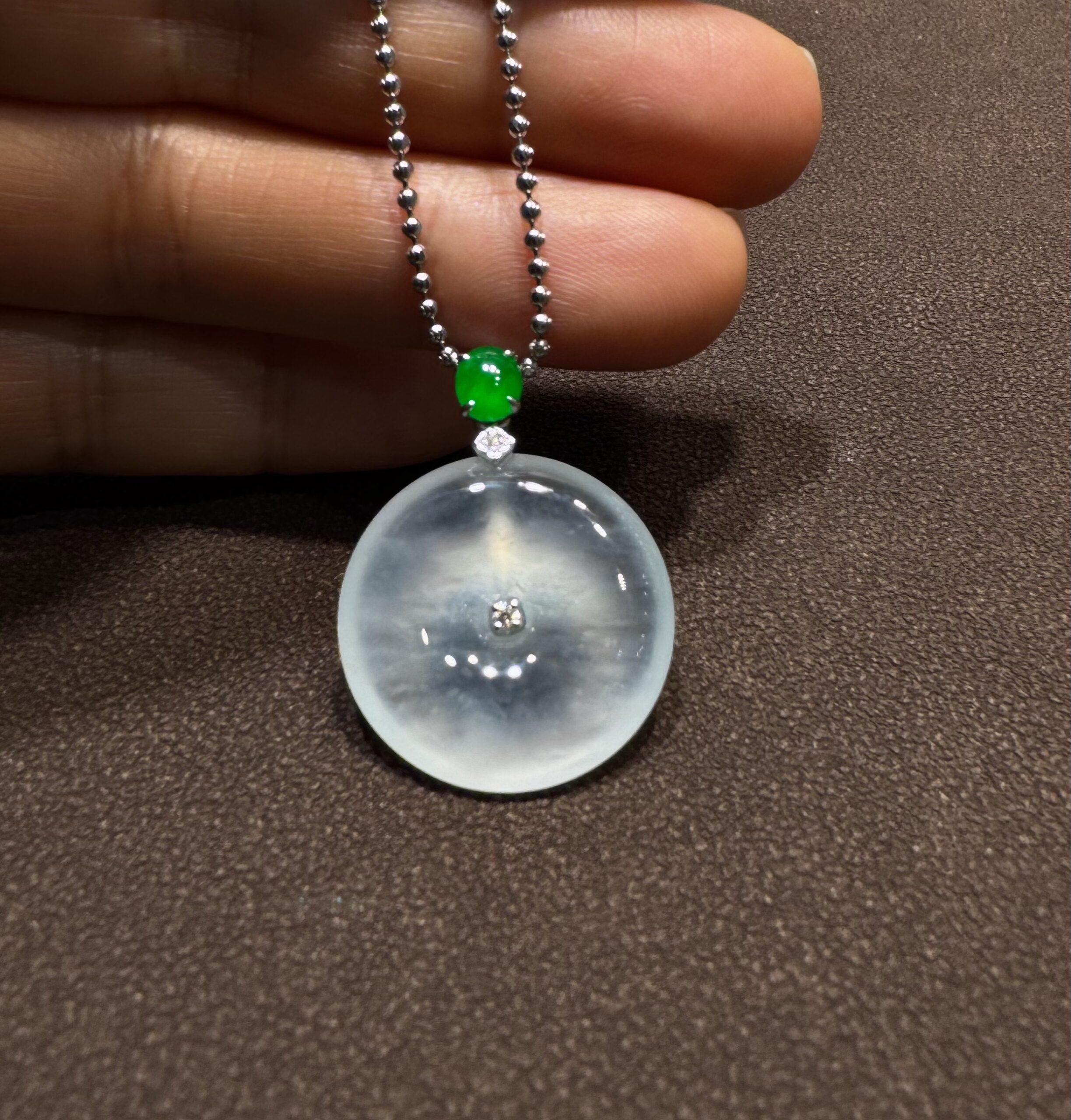 天然緬料老坑高冰純白翡翠平安扣掛墜 - 图片 6