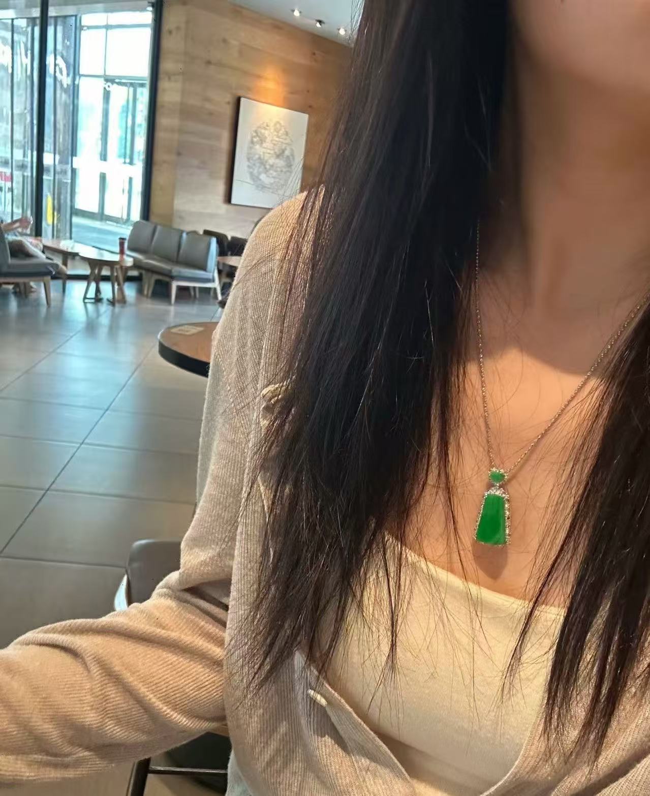 天然緬料老坑陽綠翡翠無事牌吊墜 - 图片 7