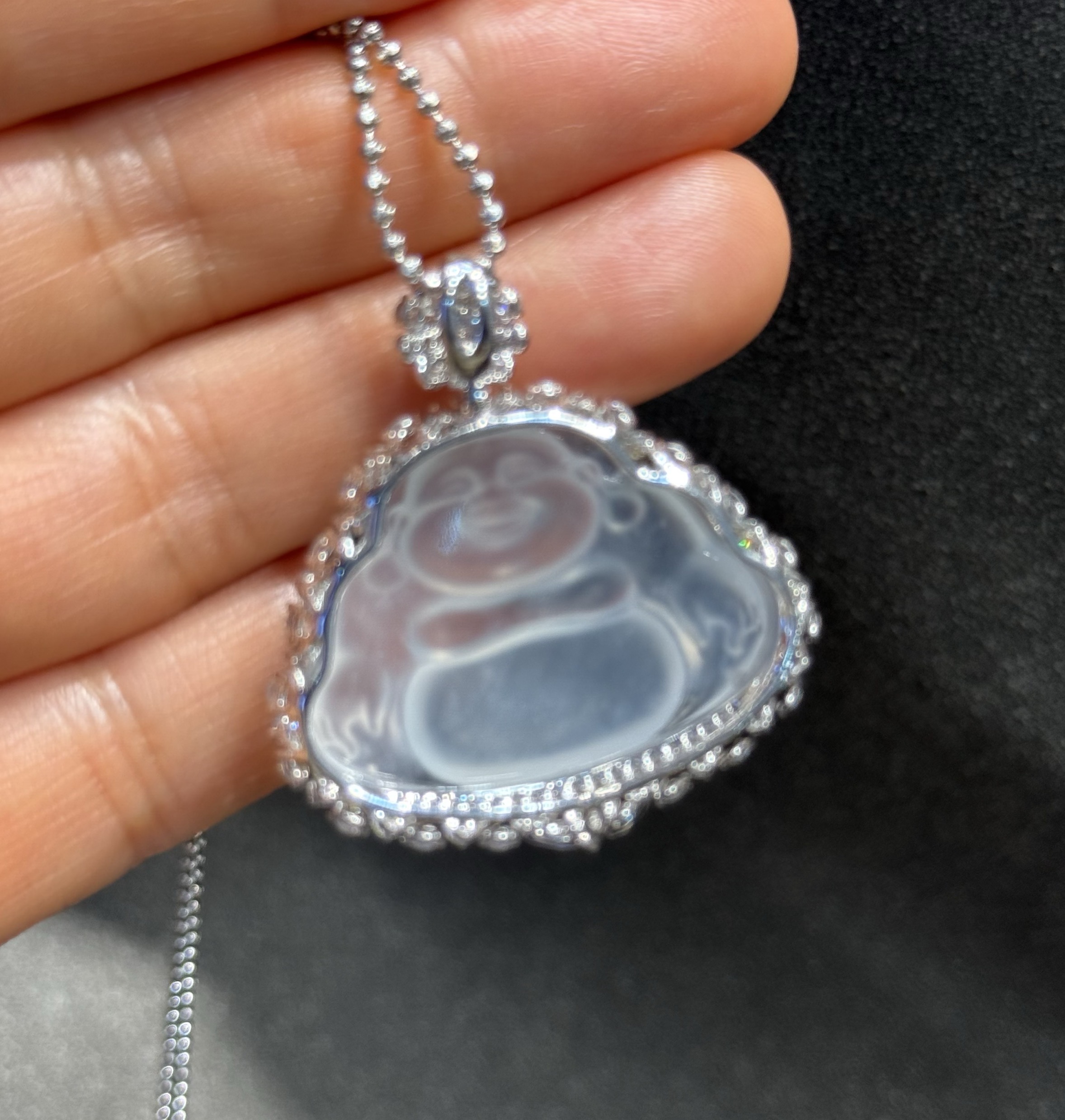 天然緬料老坑高冰種純白底色翡翠大佛公 - 图片 7