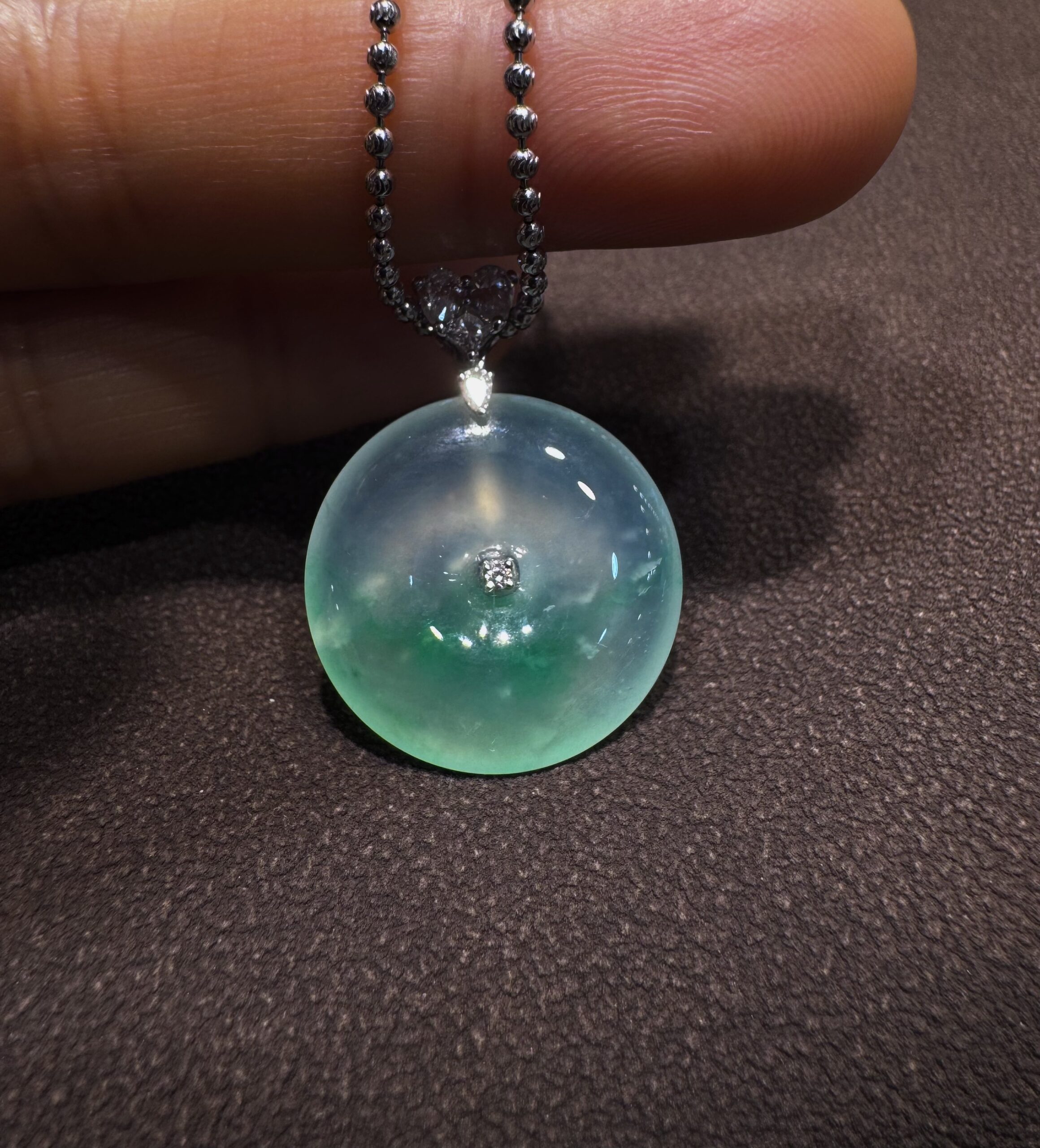 天然緬料老坑高冰種飄陽綠翡翠平安扣吊墜 - 图片 2