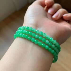 天然緬料老坑冰種甜陽綠翡翠珠串